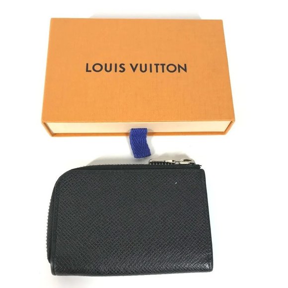 Auth LOUIS VUITTON M63375 Taiga Porte Monéjoule L-shaped zipper Wallet coin purs - Picture 1 of 12